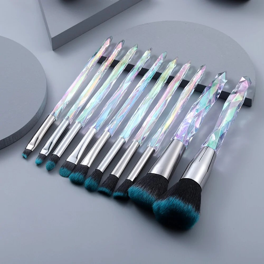 10 Piece Crystal Makeup Brushes Set Ravenrock