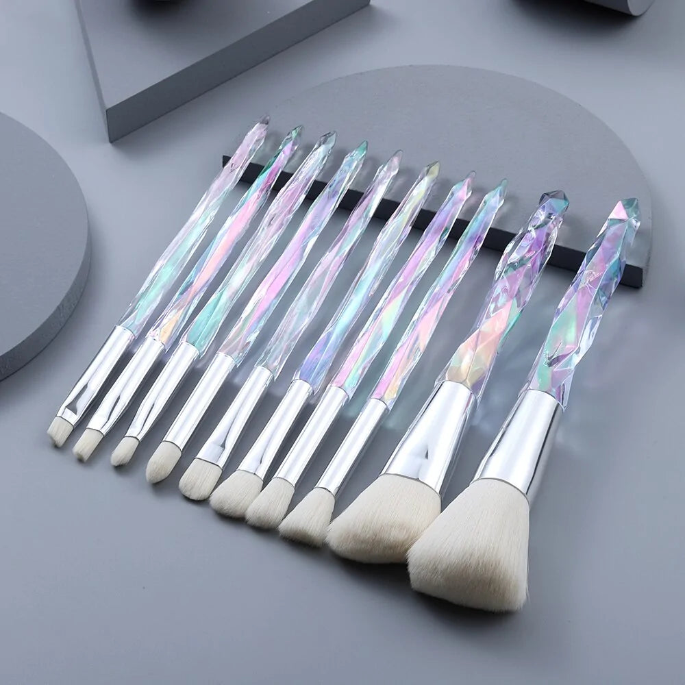 10 Piece Crystal Makeup Brushes Set Ravenrock