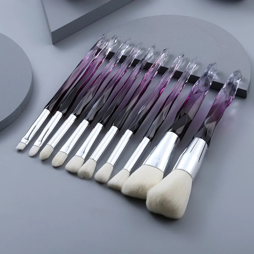 10 Piece Crystal Makeup Brushes Set Ravenrock