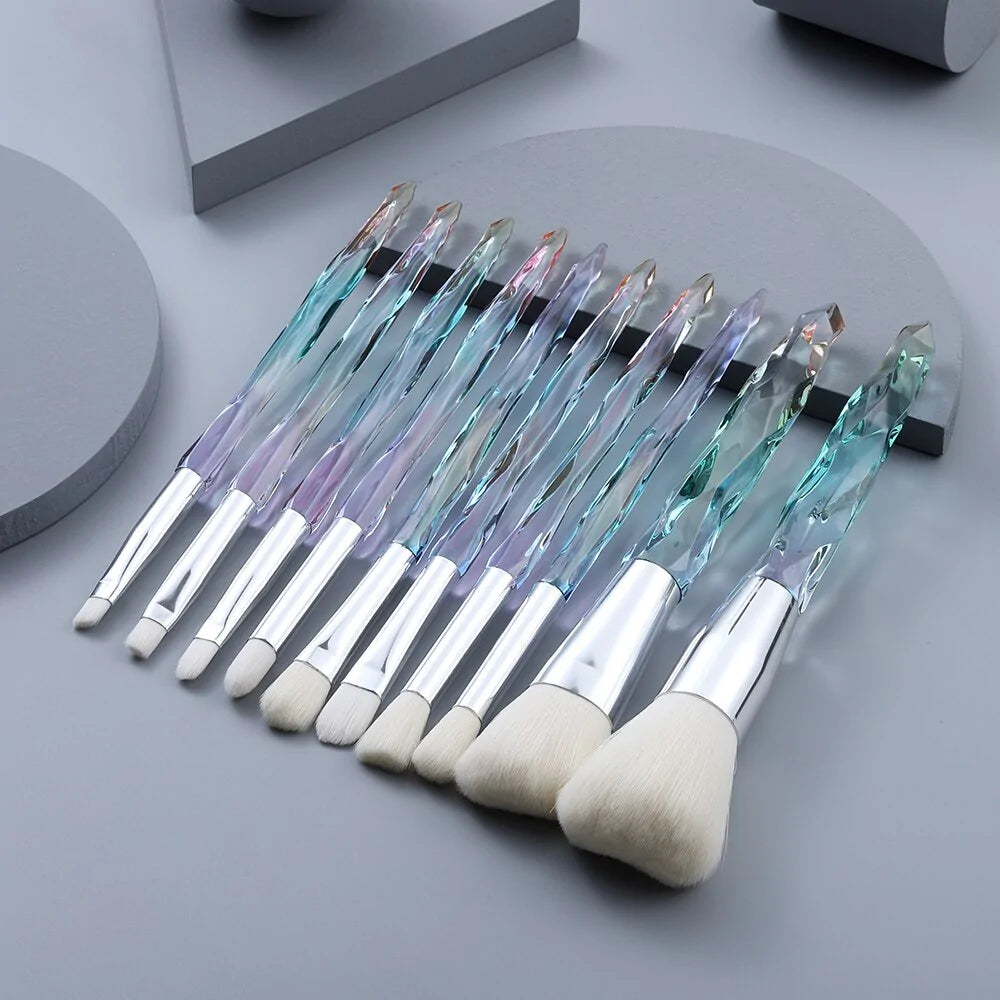 10 Piece Crystal Makeup Brushes Set Ravenrock