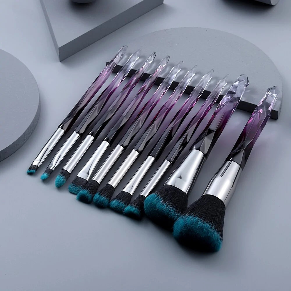 10 Piece Crystal Makeup Brushes Set Ravenrock