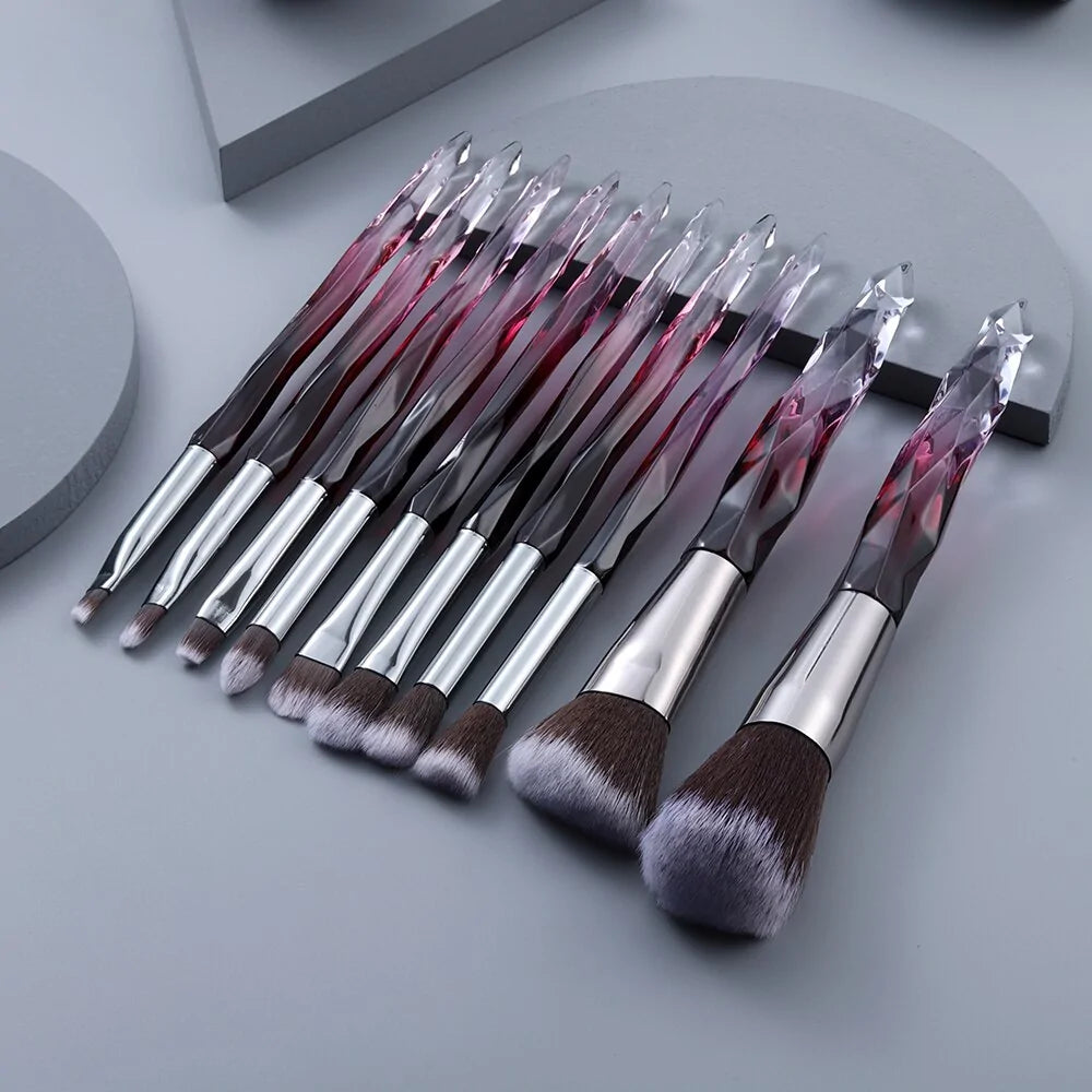 10 Piece Crystal Makeup Brushes Set Ravenrock