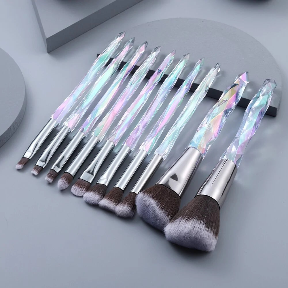 10 Piece Crystal Makeup Brushes Set Ravenrock
