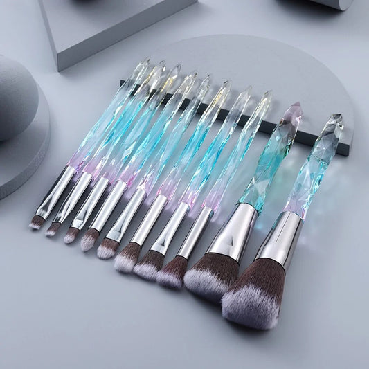 10 Piece Crystal Makeup Brushes Set Ravenrock